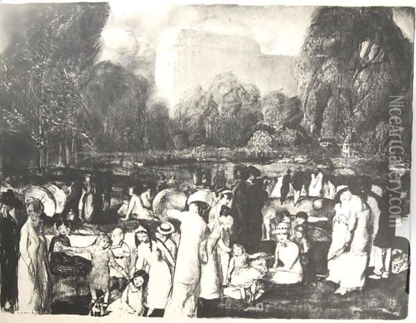 In The Park, Light Oil Painting - George Wesley Bellows