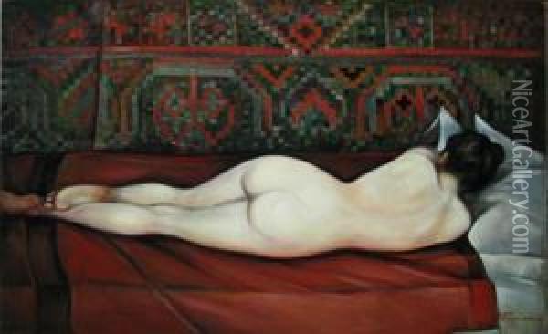 Nudvazut Din Spate Oil Painting - Nicolae Tempeanu