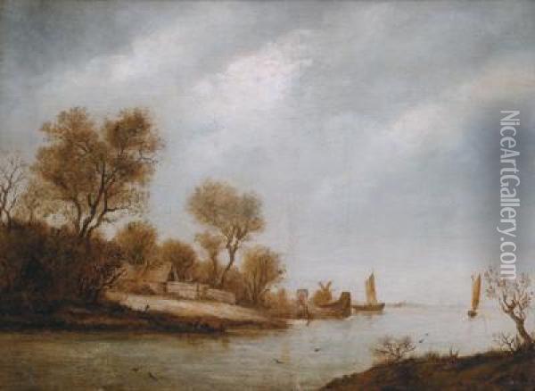 Paesaggio Fluviale Oil Painting - Salomon van Ruysdael