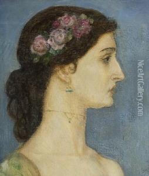 Weibliches Portrat
 (saharet). Oil Painting - Franz von Stuck