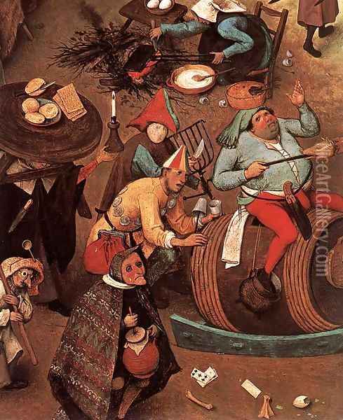 The Fight between Carnival and Lent (detail) Oil Painting - Pieter the Elder Bruegel