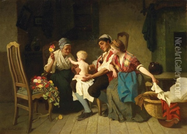 Die Junge Familie Oil Painting - Max Michael