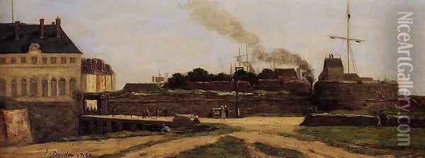 Le Havre, the Town Hotel and the Francois I Tower Oil Painting - Eugene Boudin