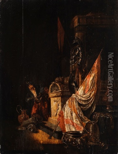 Vanitasallegorie - Rauber Am Marmorsarkophag Oil Painting - Willem De Poorter