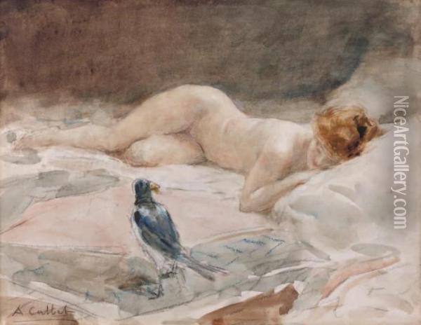 Baigneuse Endormie Et Corbeau Oil Painting - Antoine Calbet