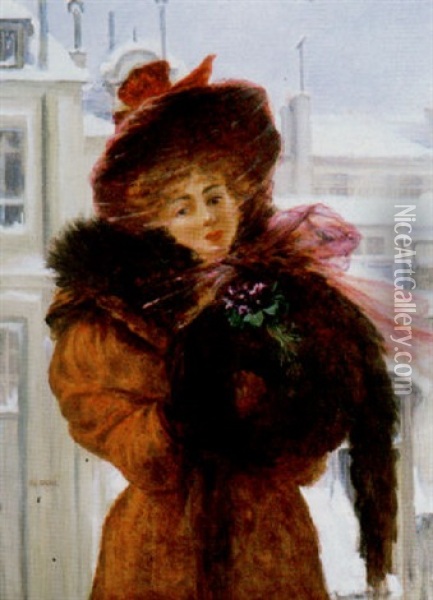 Dressed For A Rendez-vous Oil Painting - Charles Antoine Joseph Loyeux