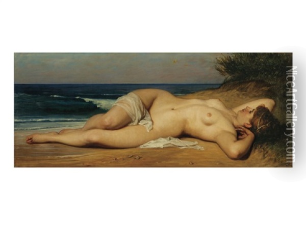 Lying Woman In Nude Oil Painting - Ernst (Deodat Paul-Ferdinand) Ewald