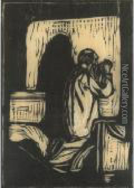 Old Man Praying (woll 205 Ii) Oil Painting - Edvard Munch