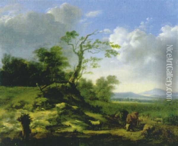 Weite Landschaft Mit Vieh Oil Painting - Balthasar Paul Ommeganck