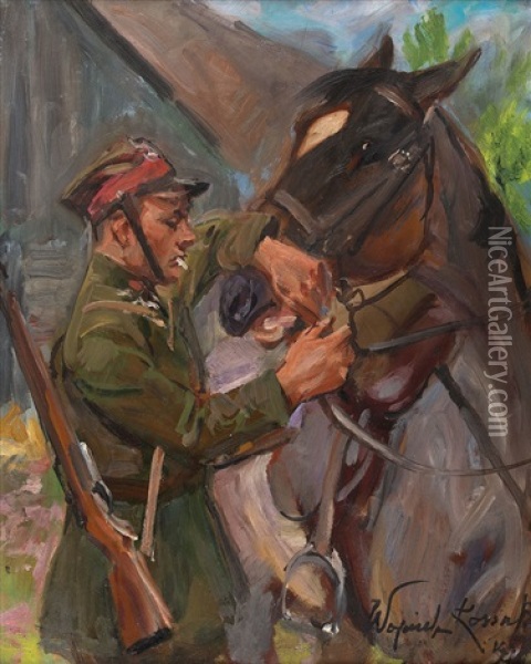 Ulan Z Koniem Oil Painting - Woiciech (Aldabert) Ritter von Kossak