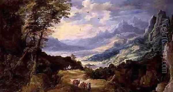 Landscape with Travellers 1623 Oil Painting - Josse de Momper