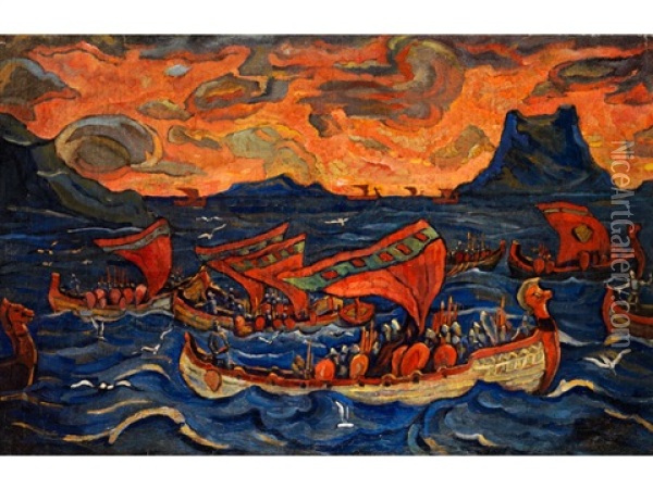 Heerfahrt Der Slawen Oil Painting - Nikolai Konstantinovich Roerich