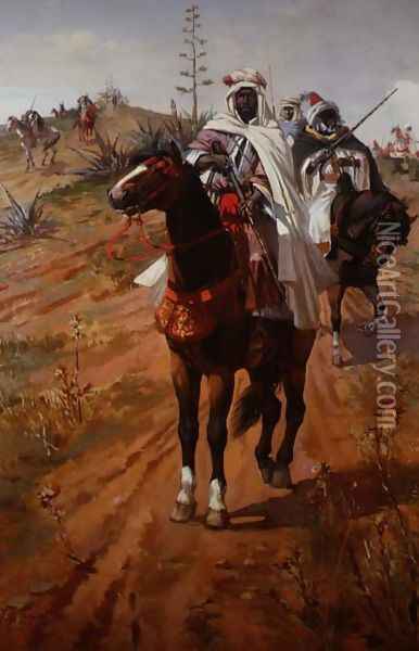 Arab Horsemen Oil Painting - J. Colaco