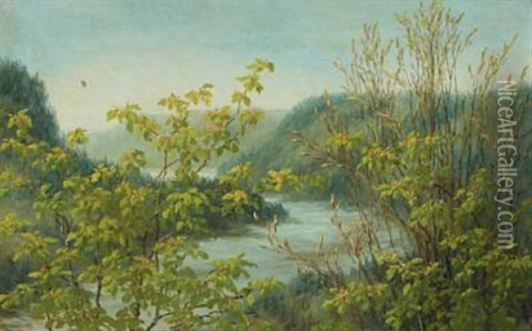 View From Conradshohe Over The Isar River Oil Painting - Anthonie Eleonore (Anthonore) Christensen