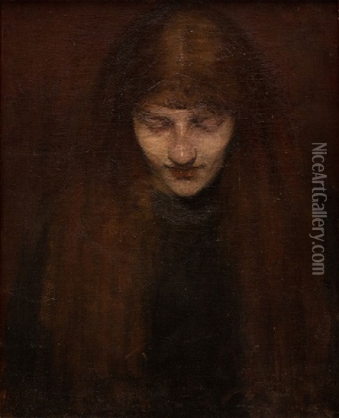 Portret Kobiety Z Dlugimi Wlosami Oil Painting - Olga Boznanska