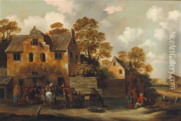 A Village Scene Oil Painting - Nicolaes Molenaer