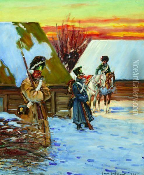 Napoleon 's Troops In Poland Oil Painting - Wojciech Von Kossak