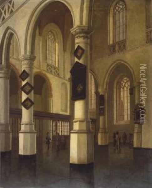 L'interieur De La Houde Kerk A Delft Oil Painting - Hendrick Van Vliet