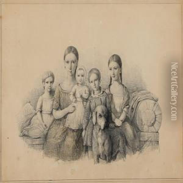 Siblings From The Zytphen Adeler Family Oil Painting - Ferdinand Reichardt