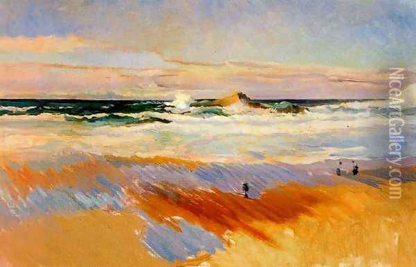 Biarritz beach Oil Painting - Joaquin Sorolla Y Bastida