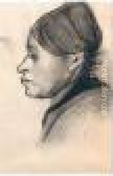 Head Of A Peasant Woman: Left Profile Oil Painting - Vincent Van Gogh