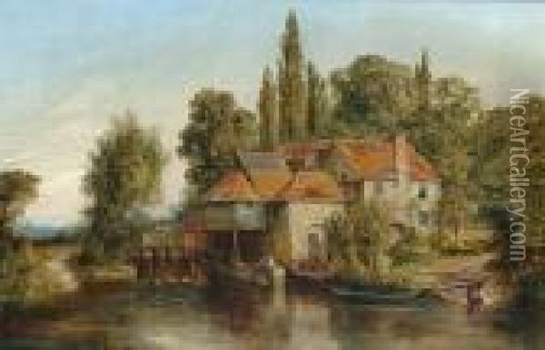 The Old Mill, Thought To Be At Henley Oil Painting - George Vicat Cole