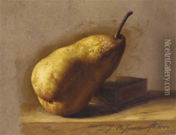 Study Of A Pear Oil Painting - Dirk Jan Hendrik Joosten