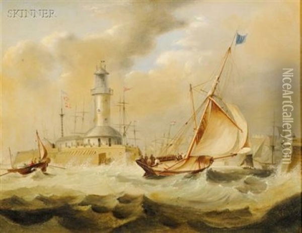 Ramsgate Lighthouse, Kent Oil Painting - James Edward Buttersworth