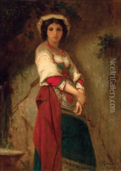 Portrait Of A Woman Oil Painting - Charles Zacharie Landelle