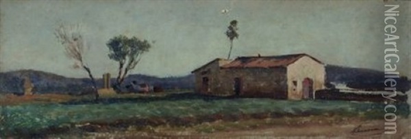 Casa Colonica In Maremma Oil Painting - Eugenio Cecconi