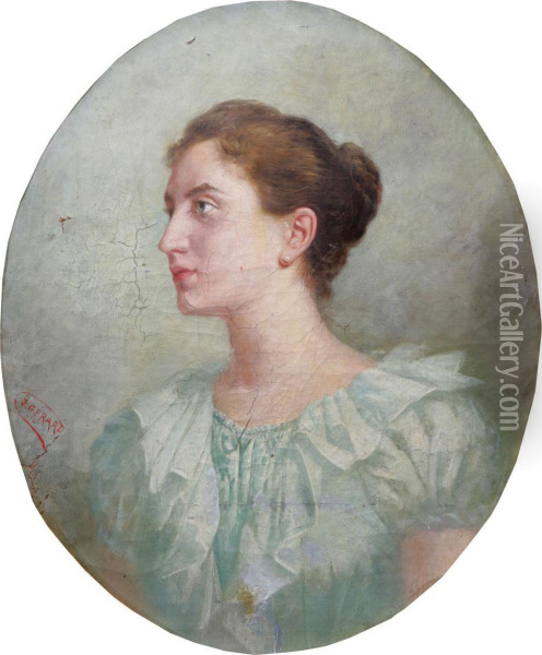 Kvinnoportratt Oil Painting - J. J. Grandville