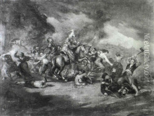 Les Desastres De La Guerre Oil Painting - Eugenio Lucas Velazquez