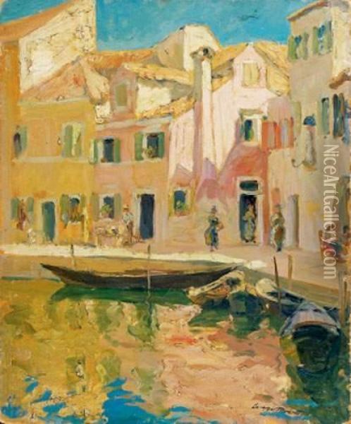 Burano Oil Painting - Luigi Moretti