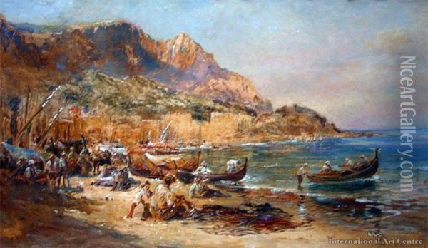 Italian Coastal Scene Oil Painting - John Mcintosh Madden