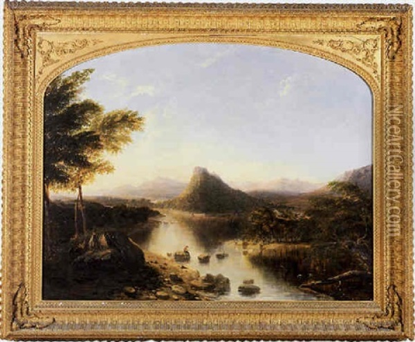 Romantic River Landscape Oil Painting - Montgomery Livingston