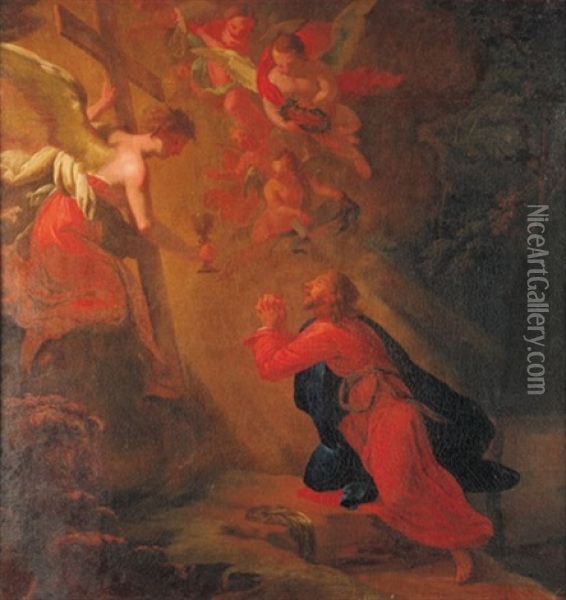 Christus Am Olberg Oil Painting - Johann Spillenberger