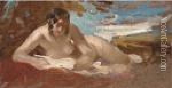 A Nude Reclining In A Landscape Oil Painting - William Etty