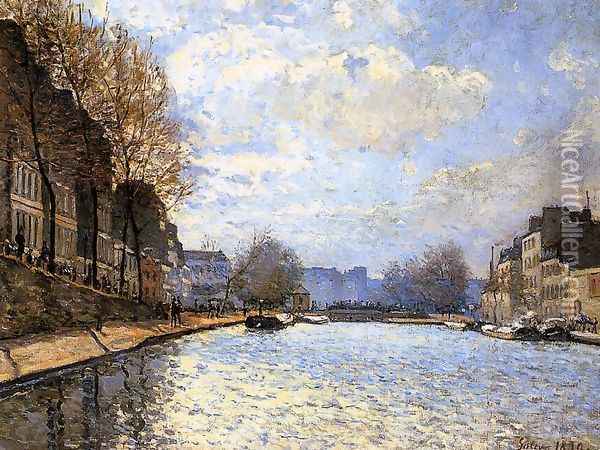 View of the Canal Saint-Martin, Paris, 1870 Oil Painting - Alfred Sisley