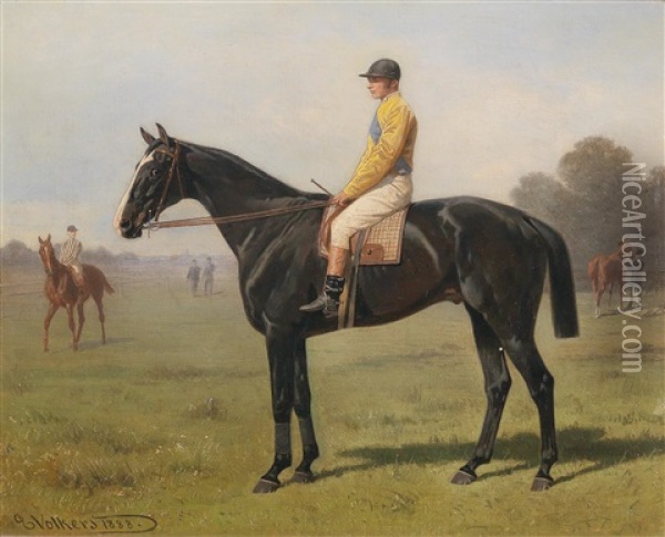 Horse With Jockey Oil Painting - Emil Volkers