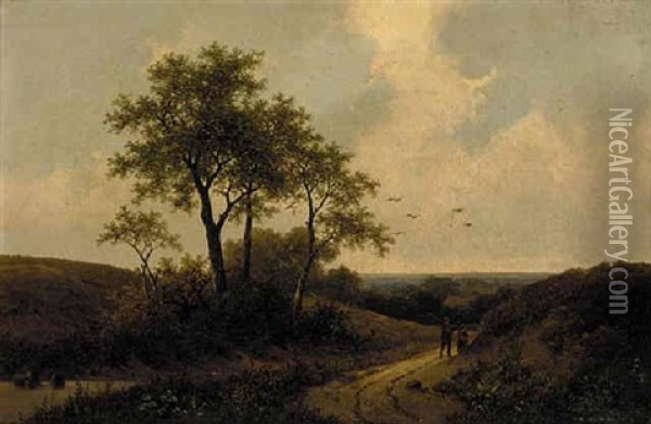 Returning Home At The End Of The Day Oil Painting - Hendrik Pieter Koekkoek