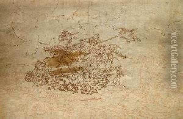 Study For A Battle Scene Oil Painting - Loutherbourg, Philippe de