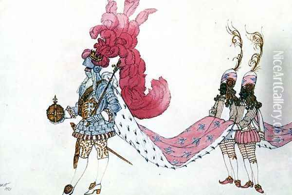 Costume design for The King with His Pages, from Sleeping Beauty, 1921 Oil Painting - Leon Samoilovitch Bakst