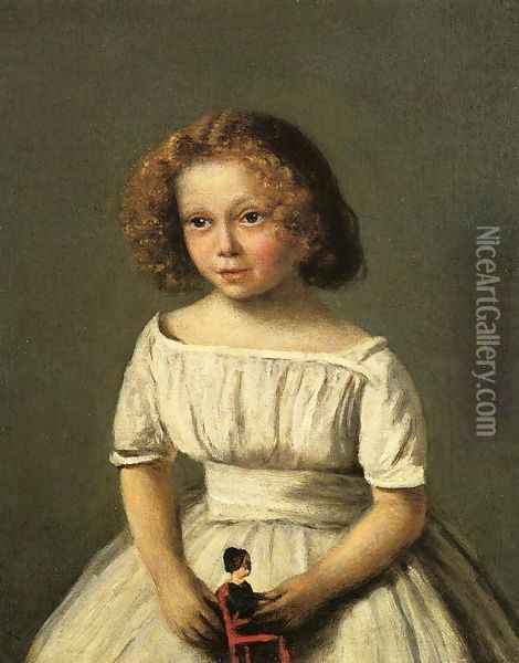 Portrait of Madame Langeron, Four Years Old Oil Painting - Jean-Baptiste-Camille Corot