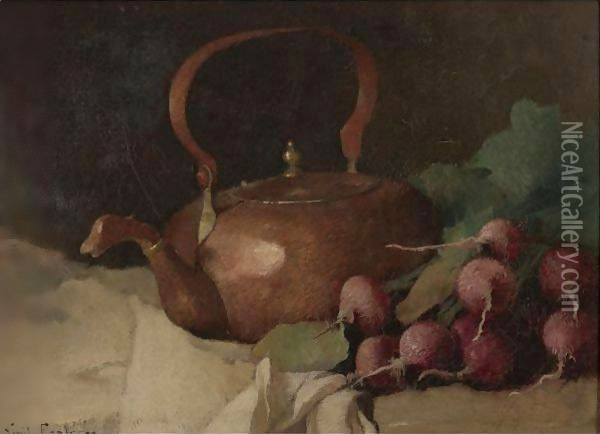 Still Life With Grapes And Radishes Oil Painting - Emil Carlsen
