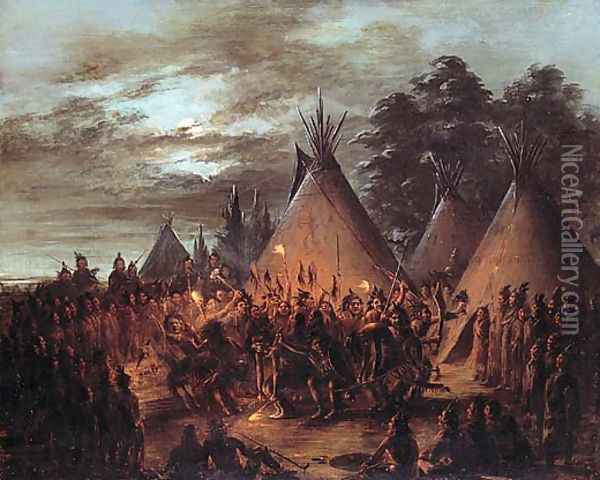 Scalp Dance, Sioux Oil Painting - George Catlin