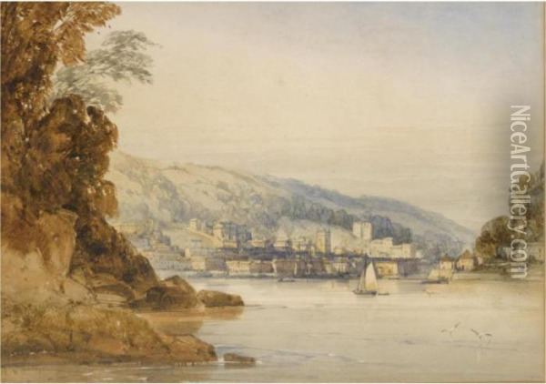 View Of Dartmouth Oil Painting - William Callow