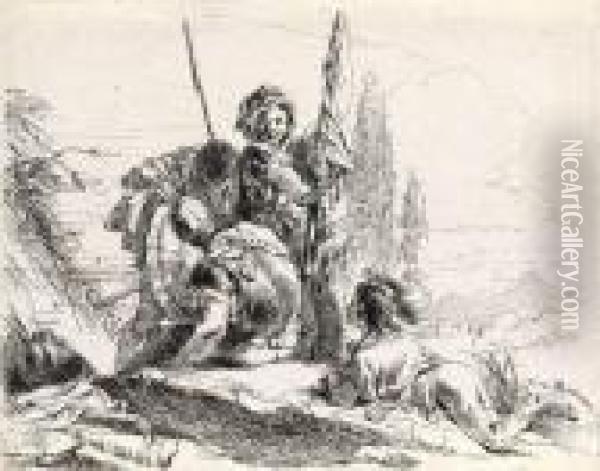 Tiepolo Tre Soldati E Un Ragazzo Oil Painting - Giovanni Battista Tiepolo