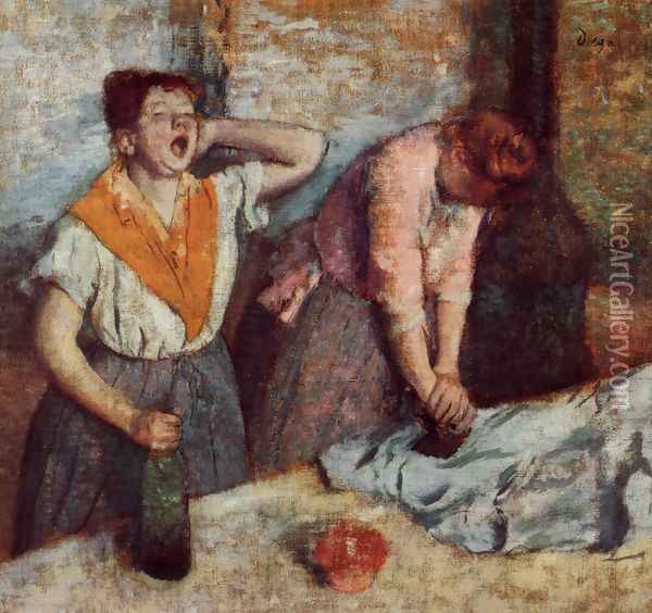 Laundry Girls Ironing Oil Painting - Edgar Degas
