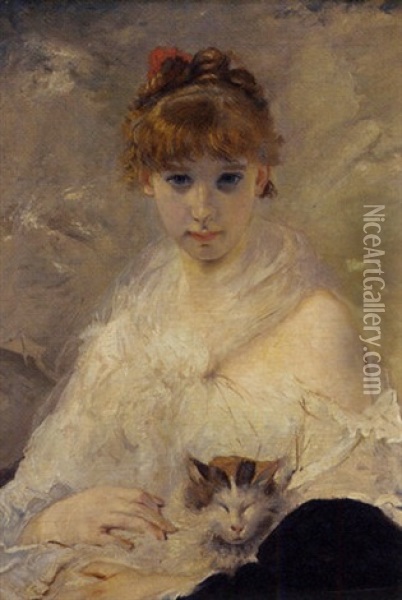 Portrait D'une Jeune Fille Oil Painting - Charles Joshua Chaplin