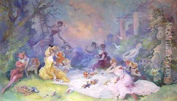 The Picnic Oil Painting - Jules Cheret